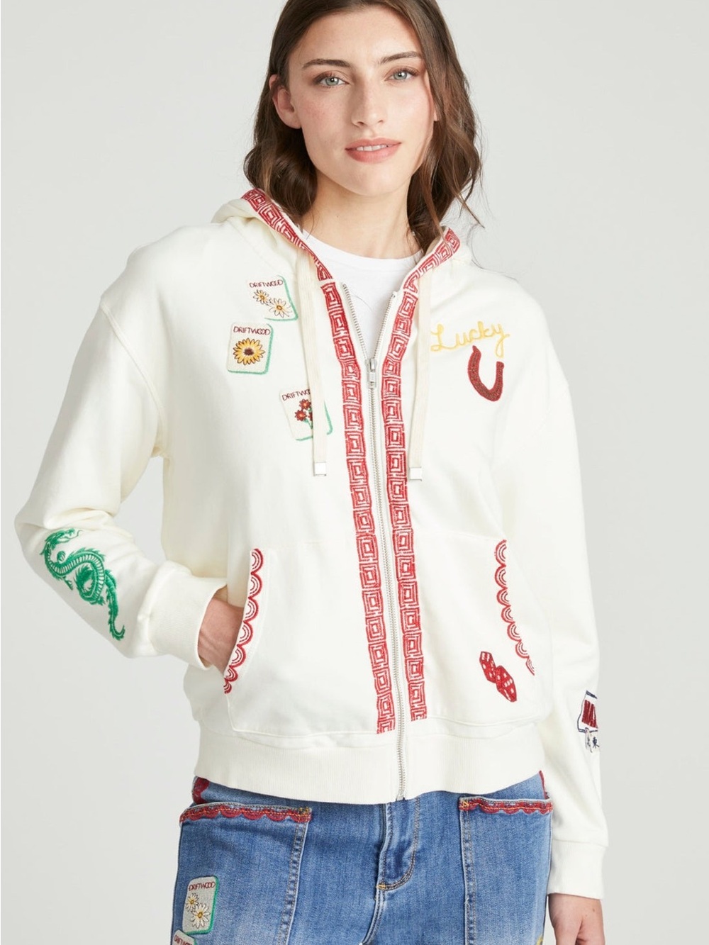 DRIFTWOOD Hallie Sweatshirt Zip Hoodie - Majh Mode Embriodery
